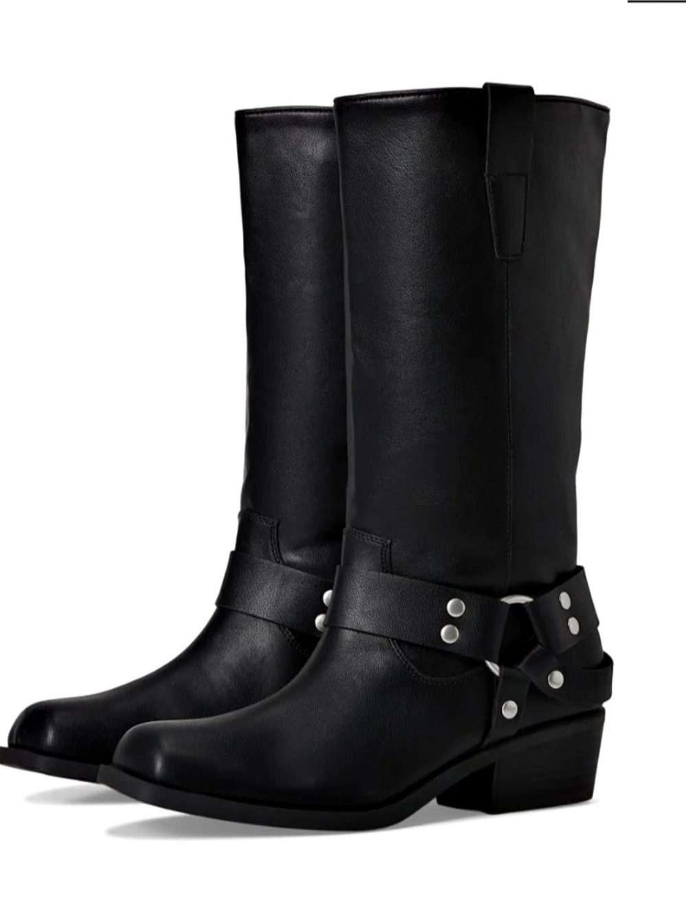 DV by Dolce Vita Tanzy Black Square Toe Harness Buckle Western Boots Sz 8 New